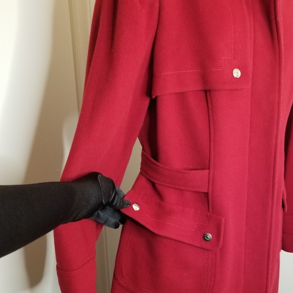 Fleet Street Red Wool Midi Driving Coat - Picture 8 of 16